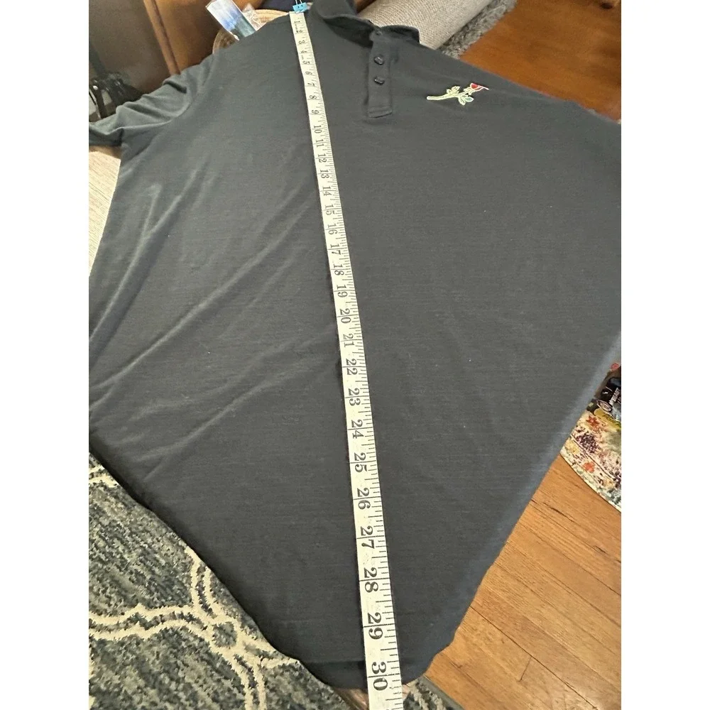 Travis Mathew Golf Polo Shirt Size XL Black Embroidered Rose‎
